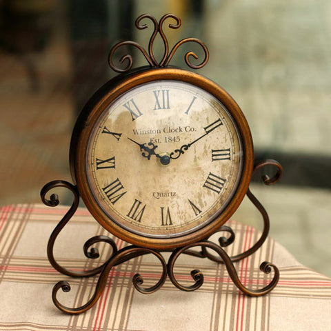 Fashion Vintage Iron Desktop Clock With Silent Clock